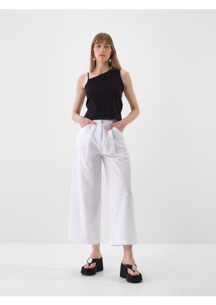 Kadın Beyaz Oversize Pamuklu Pantolon fiyatları