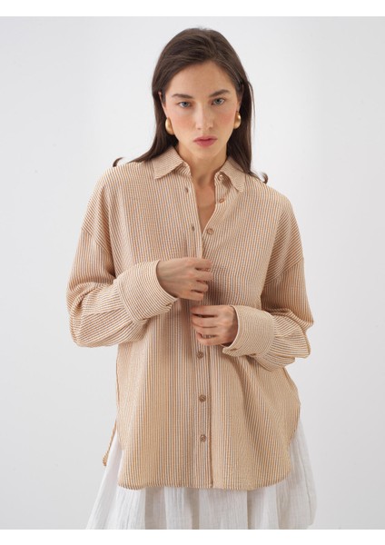 Naturel Oversize Tencel Gömlek