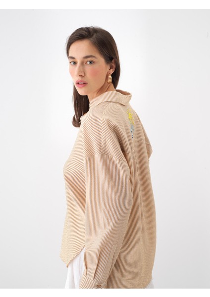 Naturel Oversize Tencel Gömlek