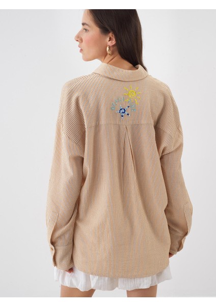 Naturel Oversize Tencel Gömlek
