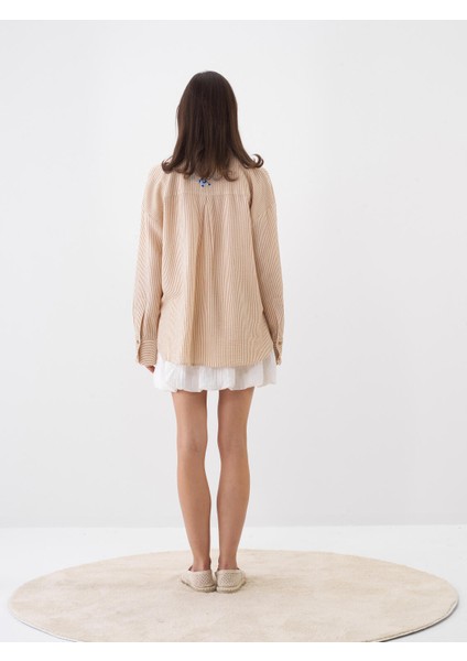 Naturel Oversize Tencel Gömlek