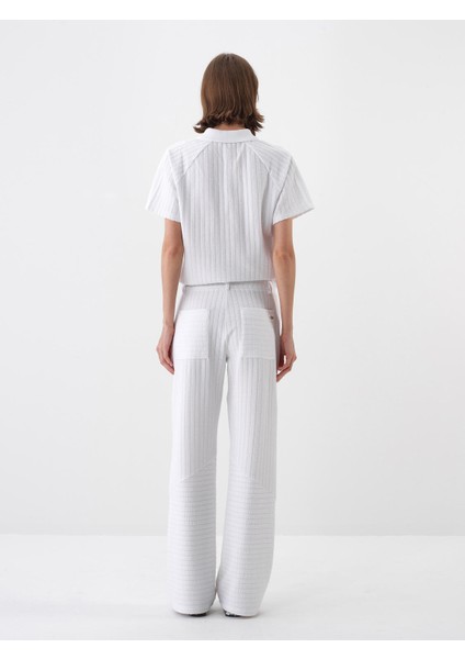 Beyaz Oversize Pamuklu Pantolon