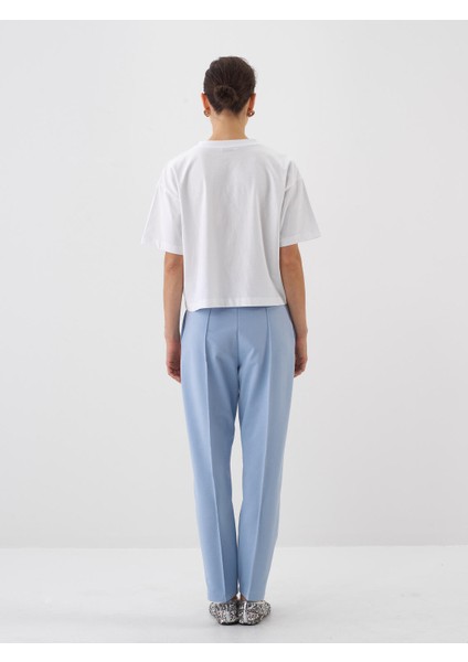 Kadın Mavi Regular Fit Pamuklu Sweat Pantolon