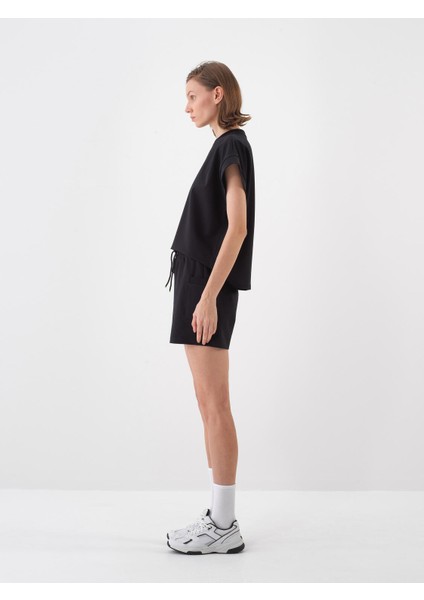 Siyah Oversize Pamuklu Şort