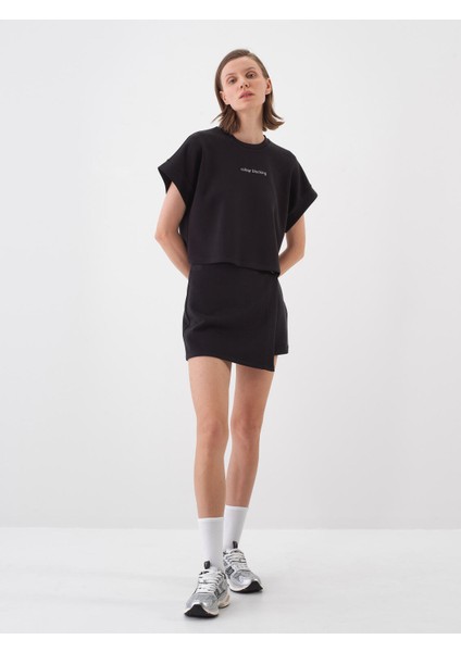 Kadın Siyah Oversize Pamuklu Tişört