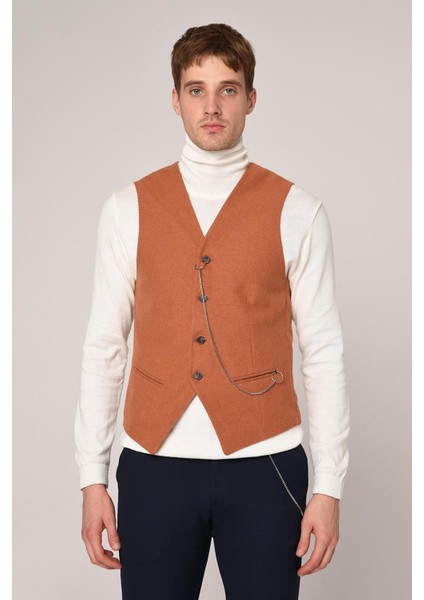 Taba Slim Fit Erkek Yelek