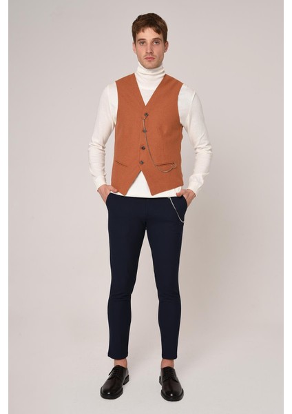 Taba Slim Fit Erkek Yelek