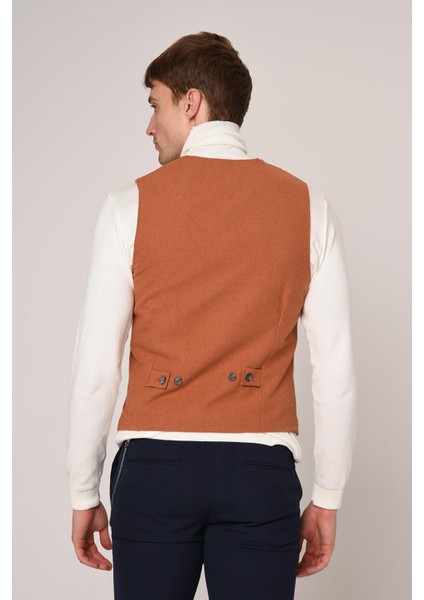 Taba Slim Fit Erkek Yelek