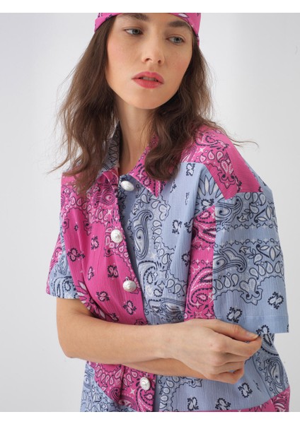 Kadın Pembe Oversize Pamuklu Gömlek