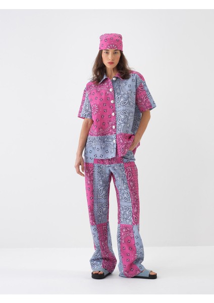 Kadın Pembe Oversize Pamuklu Gömlek