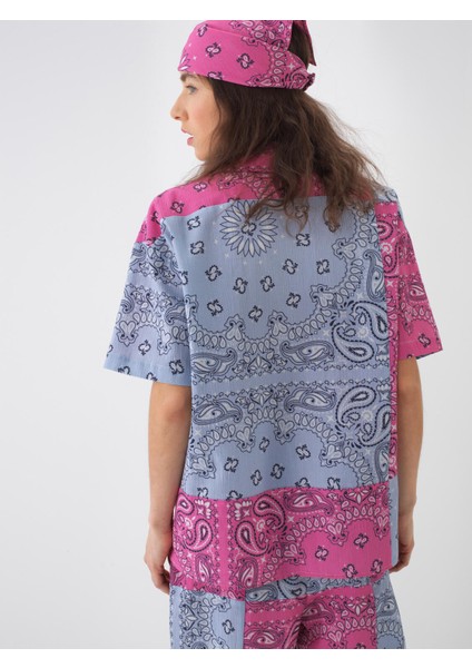 Kadın Pembe Oversize Pamuklu Gömlek