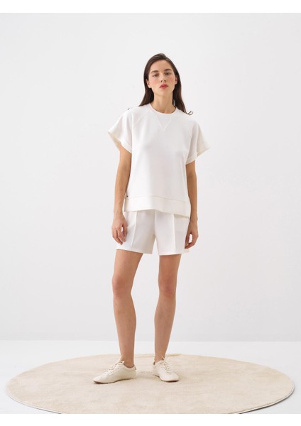 Beyaz Oversize Modal Şort