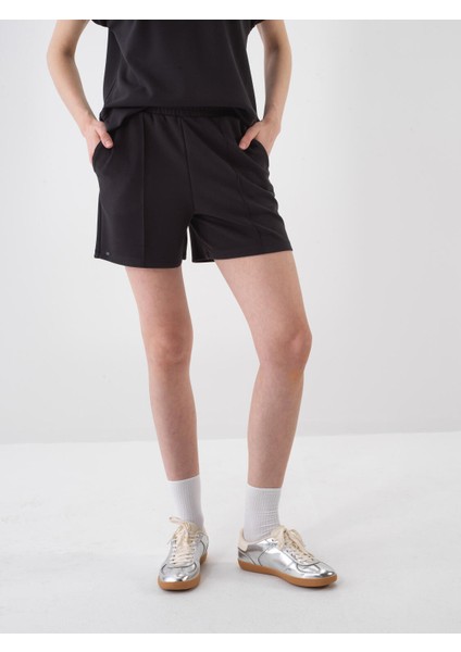 Kadın Siyah Oversize Modal Şort
