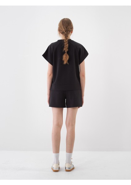 Kadın Siyah Oversize Modal Şort