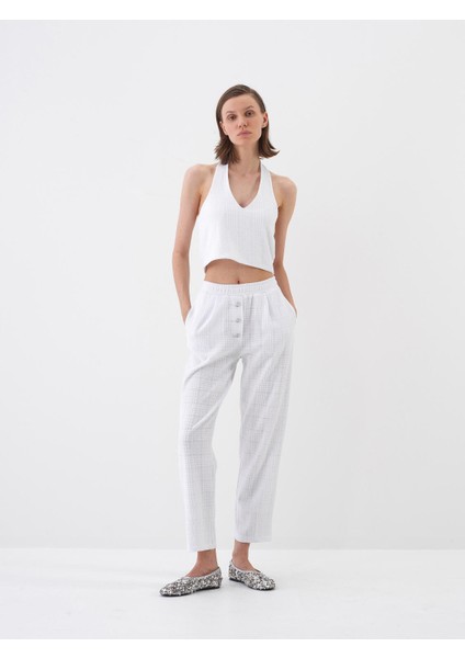 Kadın Beyaz Regular Fit Pamuklu Bluz