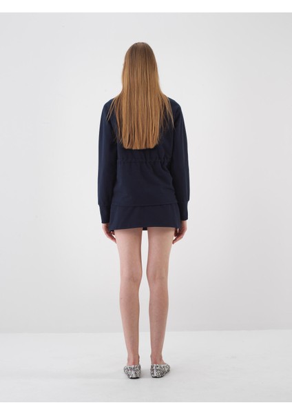 Kadın Lacivert Oversize Pamuklu Sweatmont