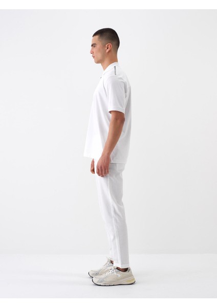 Erkek Beyaz Regular Fit Pamuklu Polo Yaka Tişört