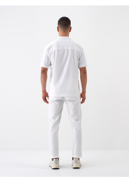 Erkek Beyaz Regular Fit Pamuklu Polo Yaka Tişört fiyatları