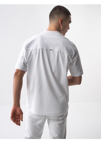 Erkek Beyaz Regular Fit Pamuklu Polo Yaka Tişört fırsatları