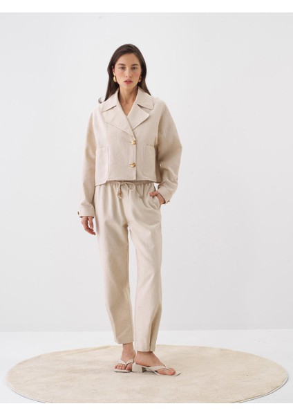 Kadın Naturel Oversize Keten Ceket fiyatları
