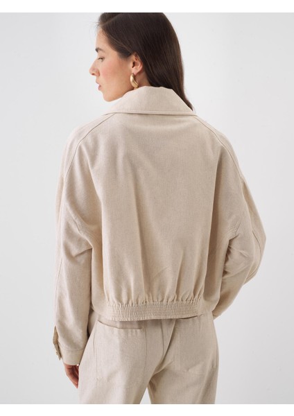 Kadın Naturel Oversize Keten Ceket fırsatları