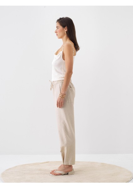 Kadın Naturel Slim Fit Keten Bluz modelleri