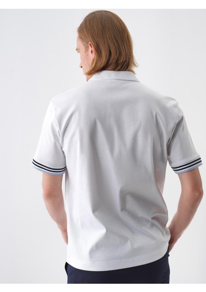 Erkek Beyaz Regular Fit Pamuklu Polo Yaka Basic Tişört fırsatları