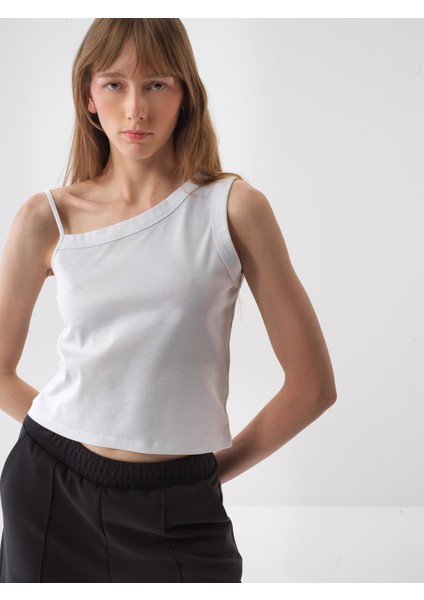 Kadın Beyaz Regular Fit Pamuklu Bluz