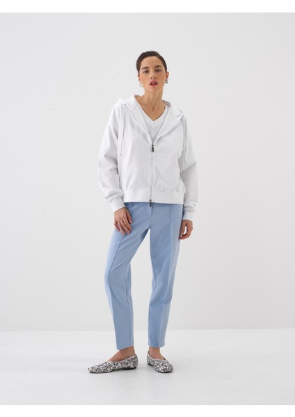 Beyaz Oversize Pamuklu Sweatmont