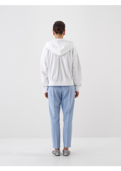 Beyaz Oversize Pamuklu Sweatmont
