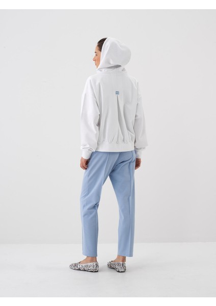 Beyaz Oversize Pamuklu Sweatmont