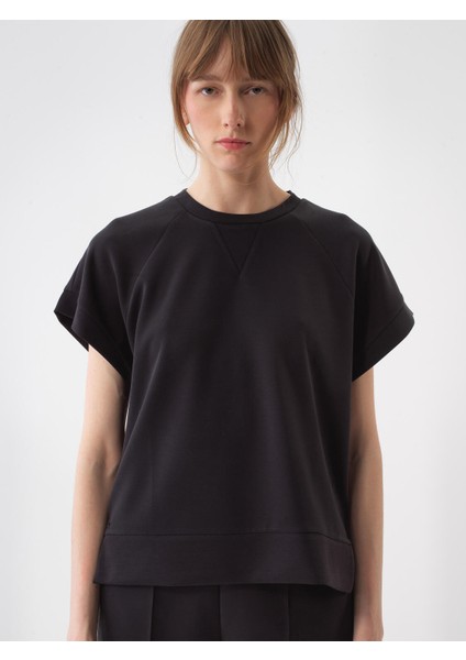 Kadın Siyah Oversize Modal Bluz