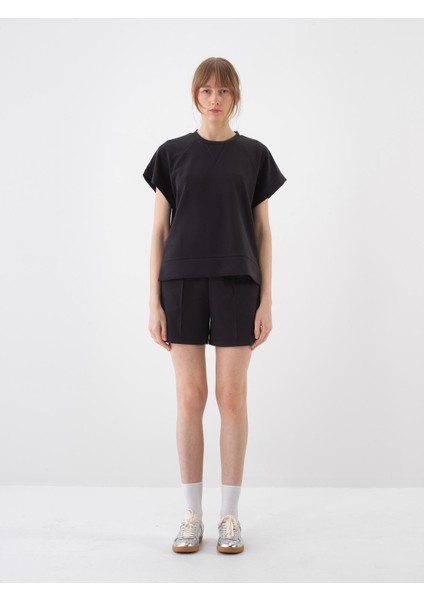 Kadın Siyah Oversize Modal Bluz