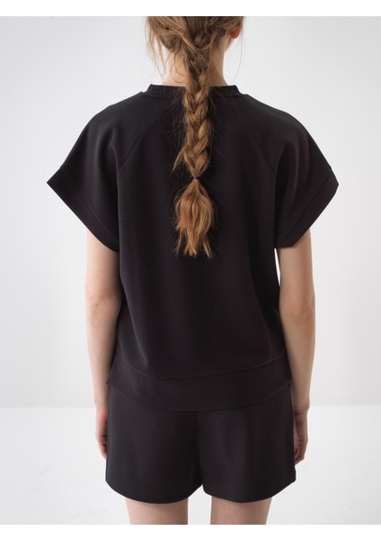 Kadın Siyah Oversize Modal Bluz