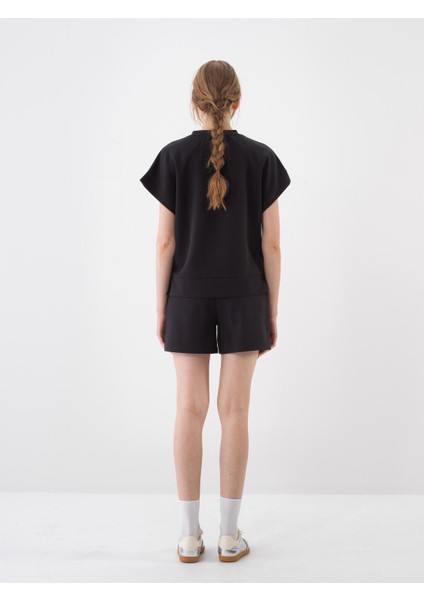 Kadın Siyah Oversize Modal Bluz