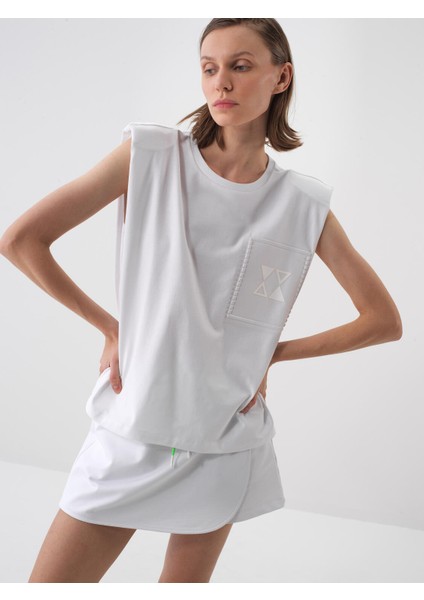 Kadın Beyaz Oversize Pamuklu Bluz
