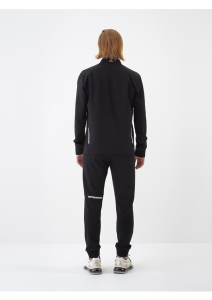 Erkek Siyah Slim Fit Pamuklu Sweatshirt fırsatları