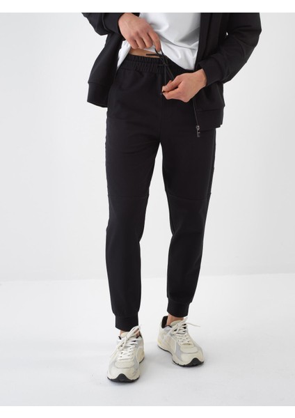 Siyah Regular Fit Pamuklu Sweat Pantolon