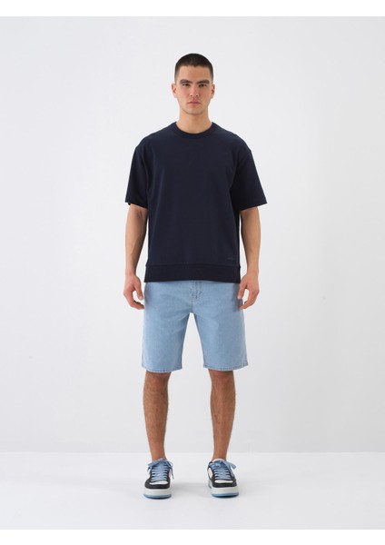 Erkek Lacivert Oversize Pamuklu Basic Tişört fiyatları
