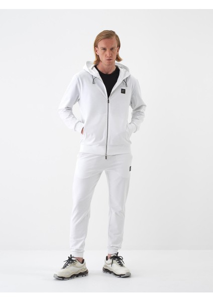 Beyaz Regular Fit Pamuklu Sweatmont