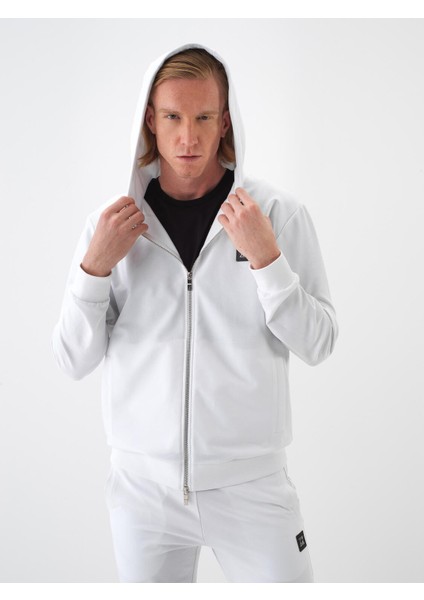 Beyaz Regular Fit Pamuklu Sweatmont