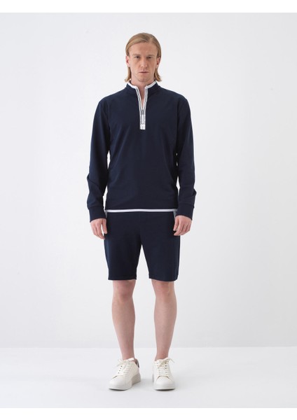 Erkek Lacivert Slim Fit Pamuklu Sweatshirt fiyatları