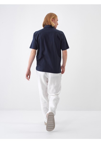 Erkek Lacivert Regular Fit Pamuklu Polo Yaka Basic Tişört