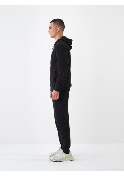 Siyah Regular Fit Pamuklu Sweatmont