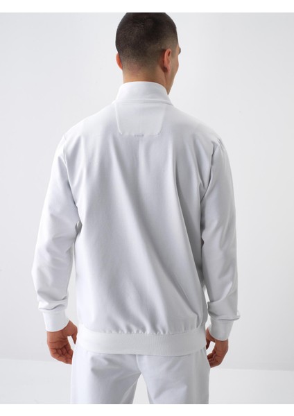 Beyaz Regular Fit Pamuklu Sweatmont