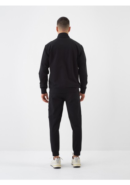 Siyah Regular Fit Pamuklu Sweatmont