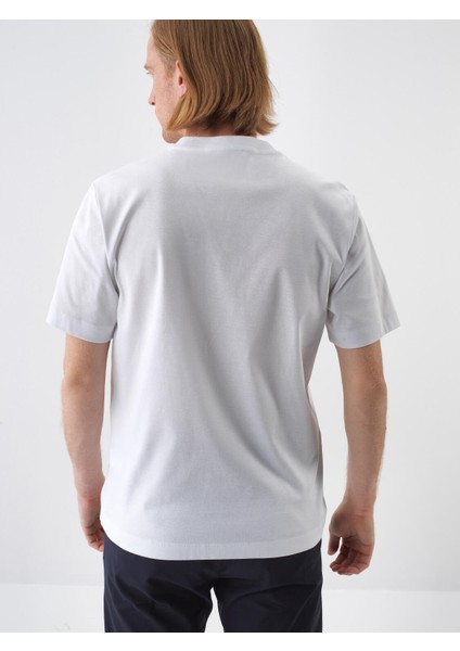 Erkek Beyaz Regular Fit Pamuklu Basic Tişört fırsatları