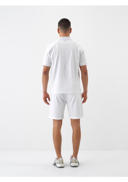 Beyaz Regular Fit Pamuklu Şort
