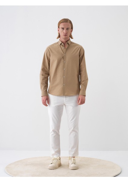 Camel Regular Fit Pamuklu Gömlek