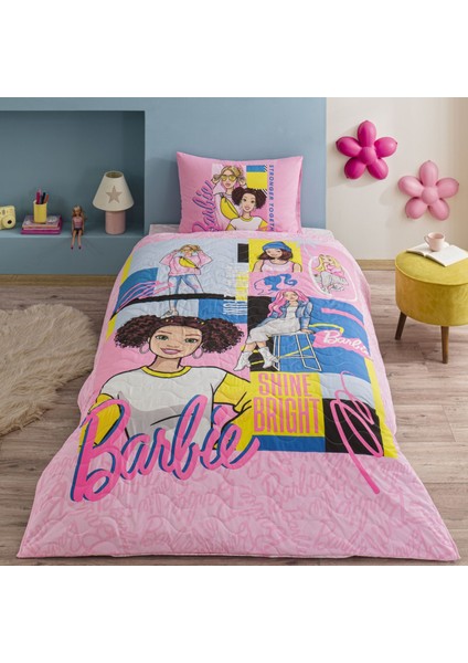 Taç Lisanslı Barbie Bright Tek Kişilik Pamuk Complete Set
